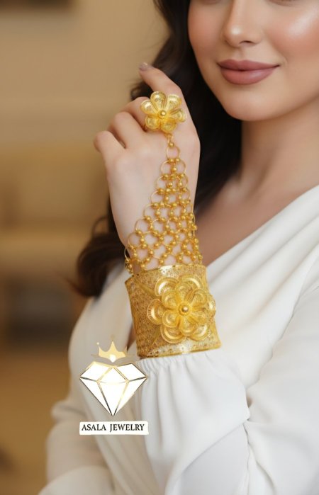 كف شبكي مزهر فاخر – بديل ذهب مطابق للذهب تماماً مع كفالة اللون